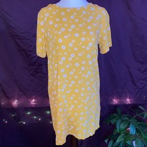 Yellow floral t-shirt dress